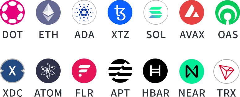 SBI VCトレードはステーキング対象銘柄 DOT ETH ADA XTZ SOL AVAX OAS XDC ATOM FLR APT HBAR NEAR