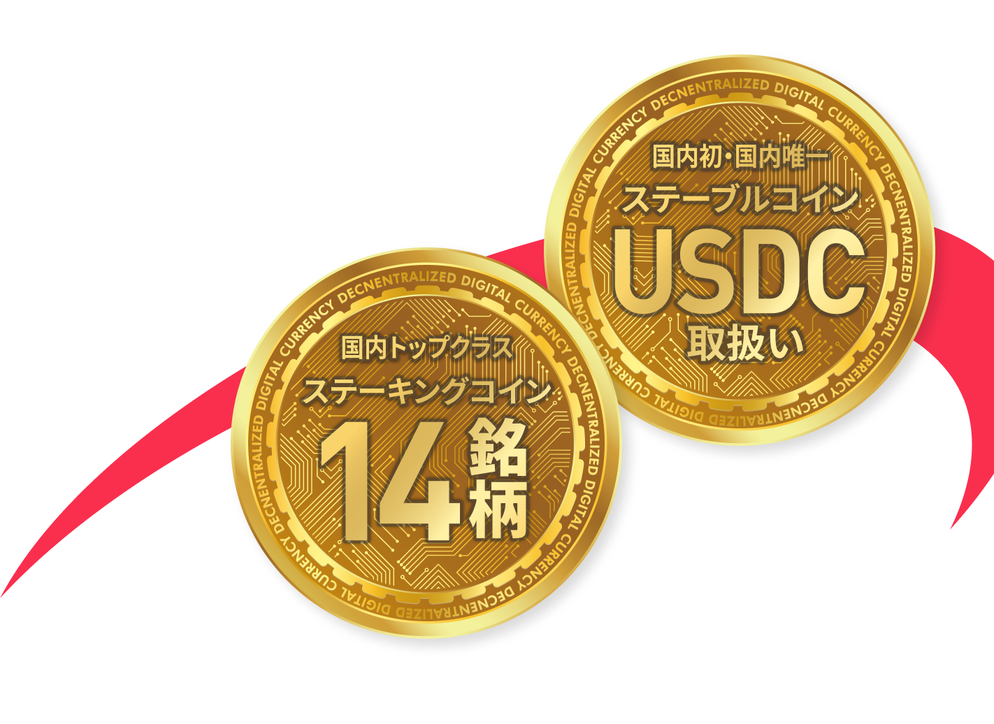 国内初・国内唯一　ステーブルコインUSDC取扱い　国内トップクラスステーキングコイン　14銘柄